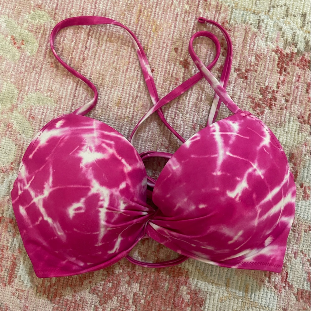 Pink and white push-up bikini top 34C